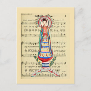 Vintage Jungfrau Mary Our Lady of Light Folksart Postkarte