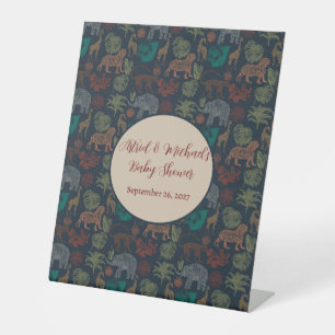 Vintage Jungle Safari Babydusche Sockelschild