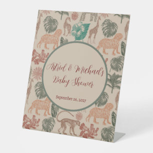 Vintage Jungle Safari Babydusche Sockelschild