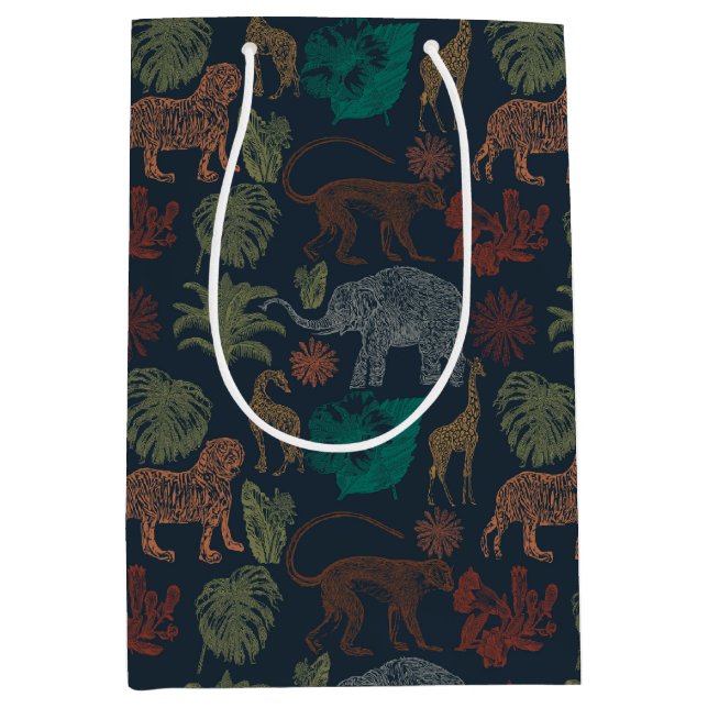 Vintage Jungle Safari Mittlere Geschenktüte (Vorderseite)