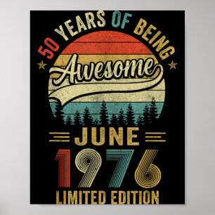 Vintage Juni 1976 50 Jahre alt 50. Geburtstag Männ Poster
