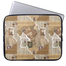 Vintage Junk Journal Ephemera Laptop-Hülle