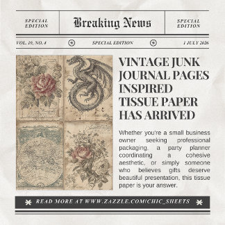 Vintage-Junk-Journal-Seiten inspiriertes Tissue-Pa Seidenpapier