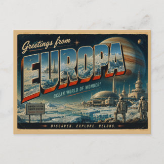 Vintage-Jupiter-Mond-Reise-Kunst Postkarte
