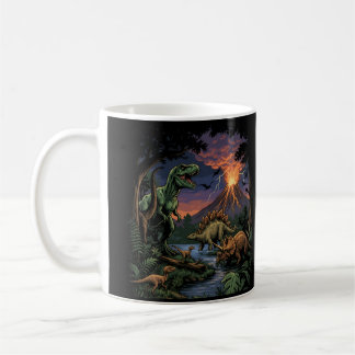 Vintage Jurassic Dinosaur Rex and Triceratops Kaffeetasse