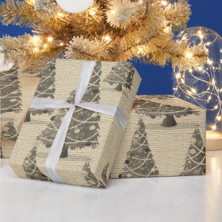 Vintage-Jute-Weihnachtsbaum Winterurlaub Geschenkpapier