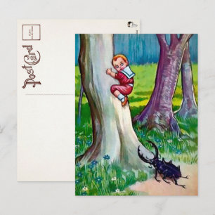 Vintage-Käfer-Angriffspostkarte Postkarte