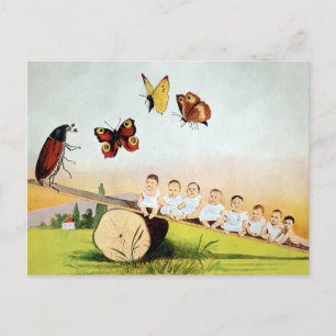 Vintage-Käfer-Babys-Wippe-Postkarte Postkarte