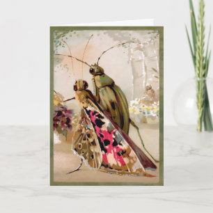Vintage Käfer und Schmetterling anpassbare Karte