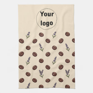 Vintage-Kaffebohnen und Lavendel-Café-Branding Geschirrtuch