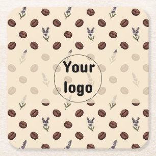 Vintage-Kaffebohnen und Lavendel-Café-Branding Rechteckiger Pappuntersetzer