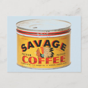 VINTAGE KAFFEE-ANSICHTSKARTEN, SAVAGE COFFEE POSTKARTE