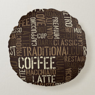 Vintage-Kaffee-Erlebnis Nahtloses Muster Rundes Kissen