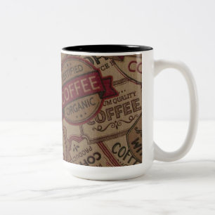 Vintage-Kaffee-Etiketten-Collage Kaffeetasse
