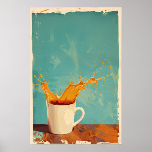 Vintage-Kaffee-Splash-Plakat Poster