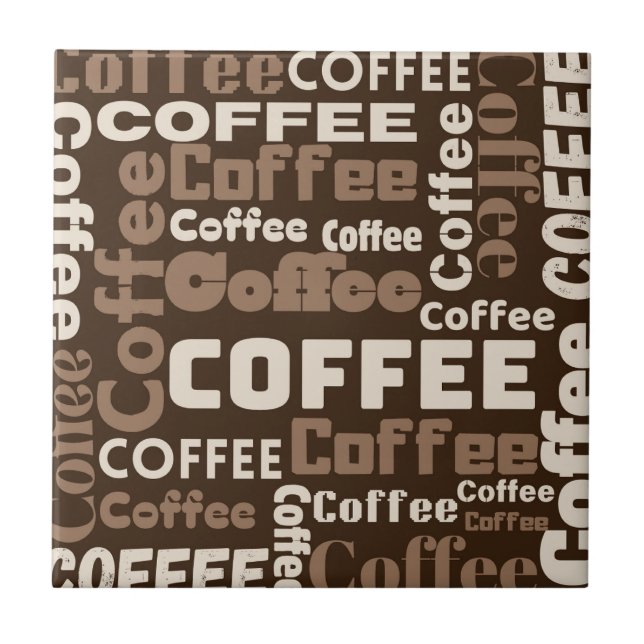 Vintage-Kaffee-Typografie-Muster (1) Fliese (Vorderseite)
