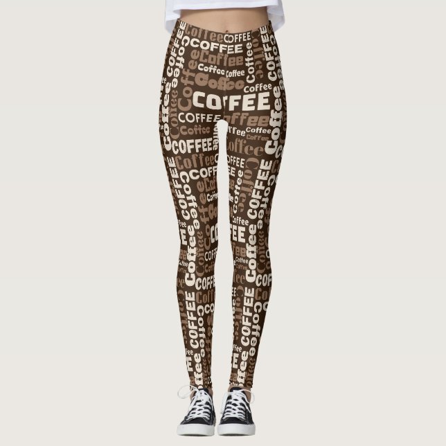 Vintage-Kaffee-Typografie-Muster (1) Leggings (Vorderseite)