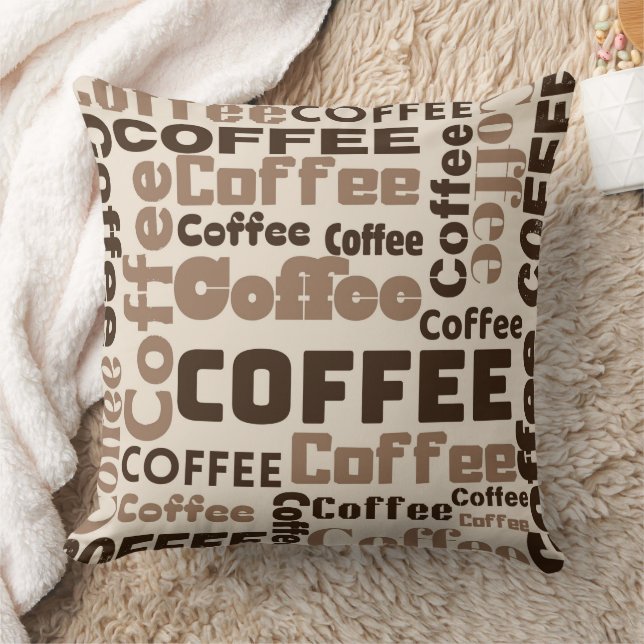 Vintage-Kaffee-Typografie-Muster (2) Kissen (Decke)