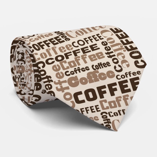 Vintage-Kaffee-Typografie-Muster (2) Krawatte (Gerollt)