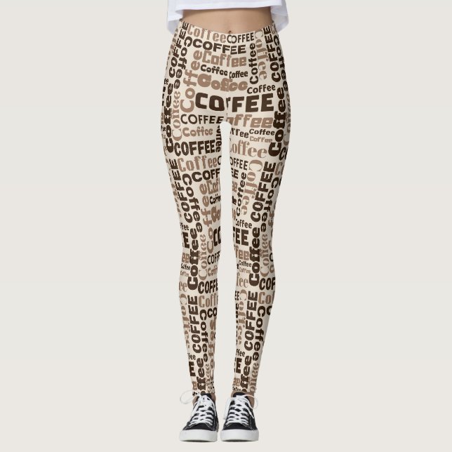 Vintage-Kaffee-Typografie-Muster (2) Leggings (Vorderseite)