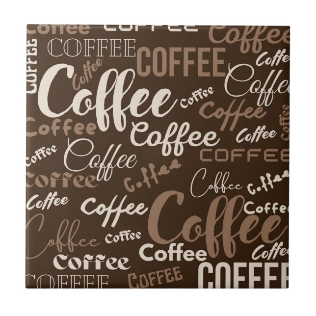 Vintage-Kaffee-Typografie-Muster (3) Fliese (Vorderseite)