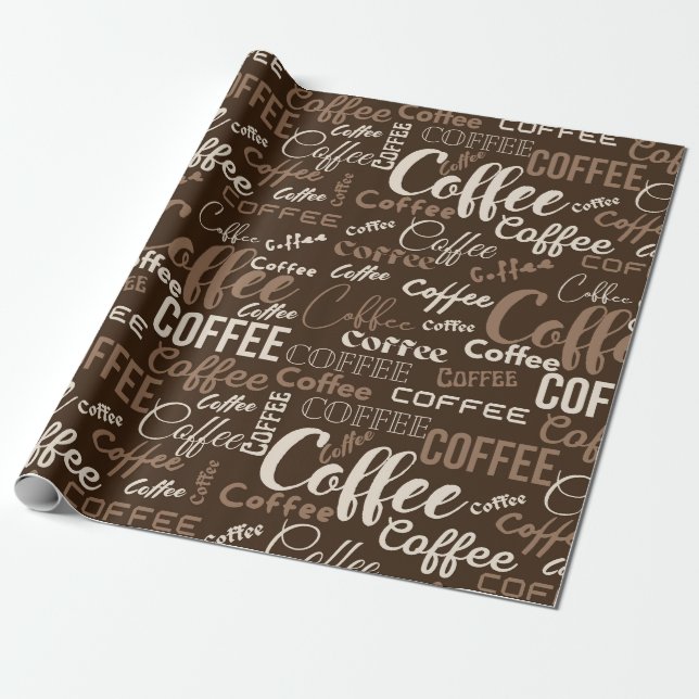 Vintage-Kaffee-Typografie-Muster (3) Geschenkpapier (Ungerollt)