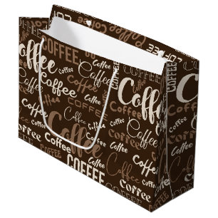 Vintage-Kaffee-Typografie-Muster (3) Große Geschenktüte