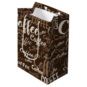 Vintage-Kaffee-Typografie-Muster (3) Mittlere Geschenktüte