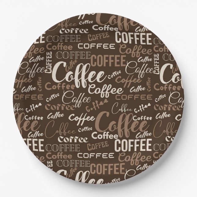 Vintage-Kaffee-Typografie-Muster (3) Pappteller (Vorderseite)