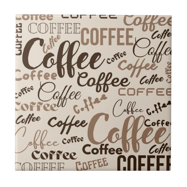 Vintage-Kaffee-Typografie-Muster (4) Fliese (Vorderseite)