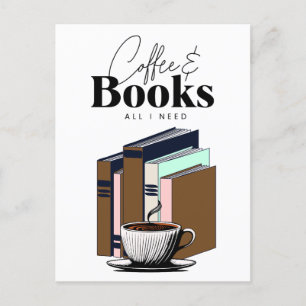 Vintage Kaffee und Bücher All I Need Art Postkarte