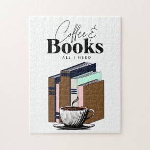 Vintage Kaffee und Bücher   All I Need Art Puzzle