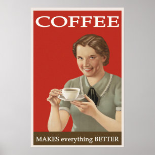 Vintage-Kaffee-Werbung ''Alles besser'' Poster