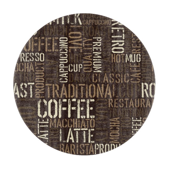 Vintage Kaffeeerlebnis Nahtloses Muster Schneidebrett (Vorderseite)