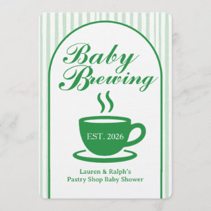 Vintage-Kaffeehaus-Baby-Party - Vintage-Grün Einladung