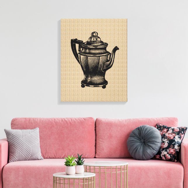 Vintage-Kaffeekanne auf Leinwand (Insitu (Wohnzimmer))