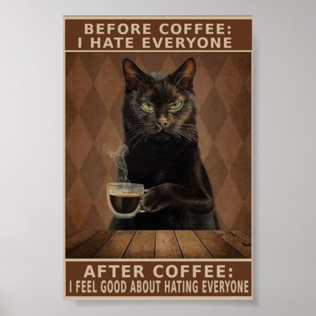 Vintage Kaffeekatze Poster (Vorne)