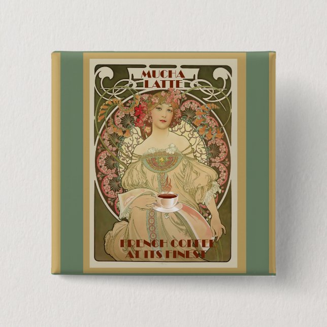 Vintage-Kaffeeplakat Button (Vorderseite)