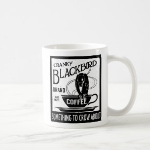Vintage-Kaffeetassen-Etikett Schwarze Krähe Amsel Tasse