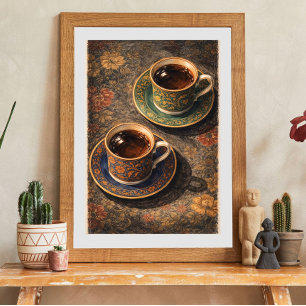 Vintage-Kaffeetassen-Kunstposter Elegante Teetas Poster