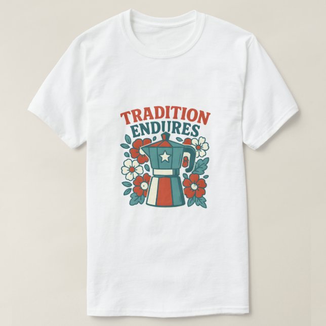 Vintage Kaffeetradition Moka Pot T-Shirt (Design vorne)