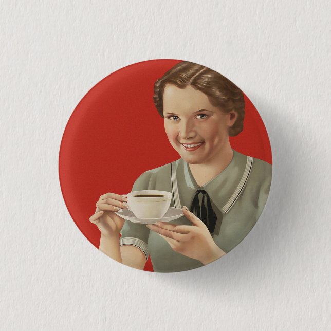 Vintage Kaffeewerbung Button (Vorderseite)