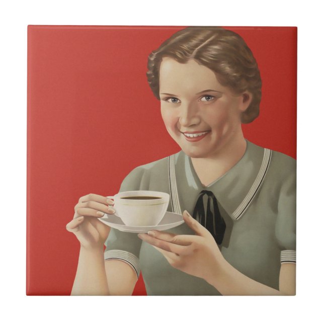 Vintage Kaffeewerbung Fliese (Vorderseite)