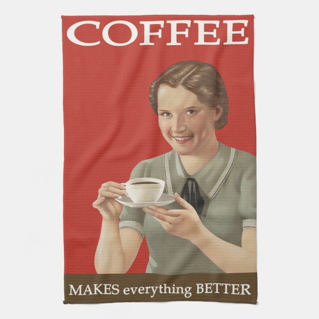 Vintage Kaffeewerbung Geschirrtuch (Vertikal)