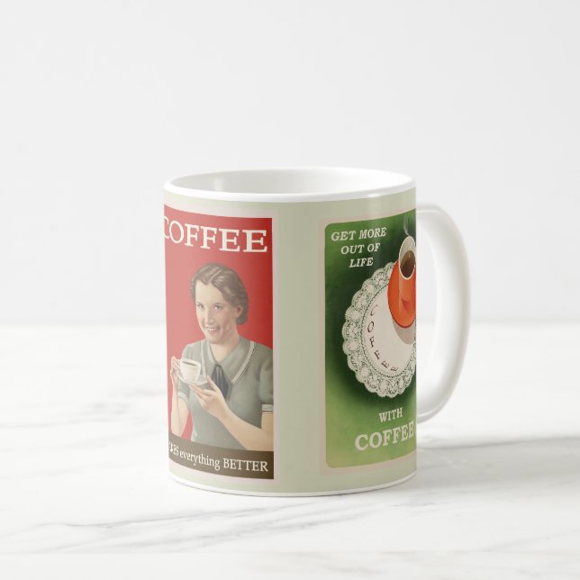 Vintage Kaffeewerbung Kaffeetasse (VorderseiteRechts)