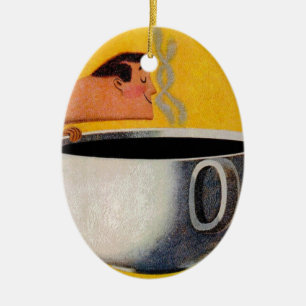 Vintage Kaffeewerbung Keramik Ornament