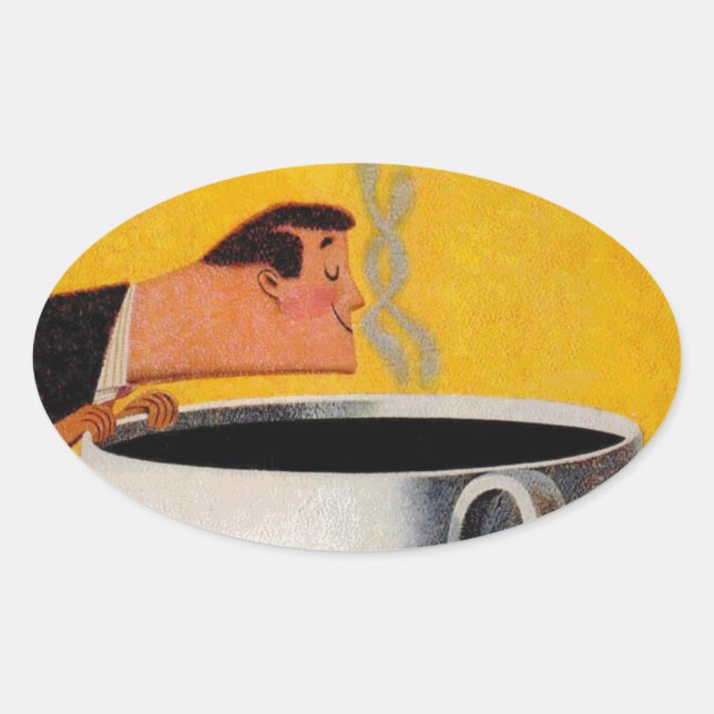 Vintage Kaffeewerbung Ovaler Aufkleber (Vorderseite)