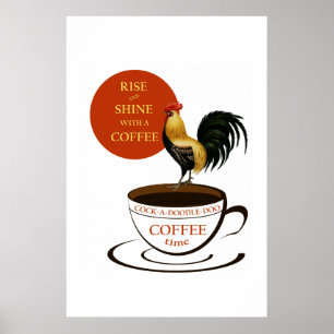 Vintage Kaffeewerbung, Röster und Kaffee-Cup Poster