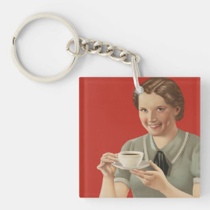 Vintage Kaffeewerbung Schlüsselanhänger