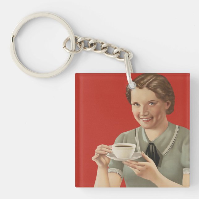 Vintage Kaffeewerbung Schlüsselanhänger (Vorderseite)